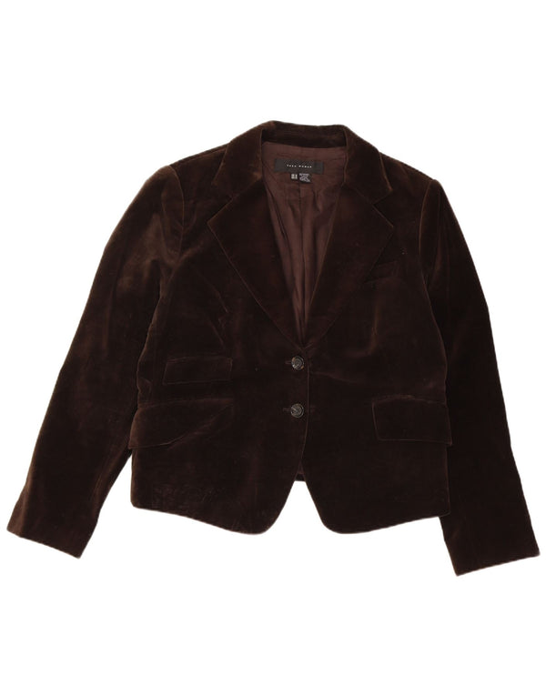 Blazer pentru femei Zara, cu 2 nasturi, din catifea UK 18 XL, bumbac maro