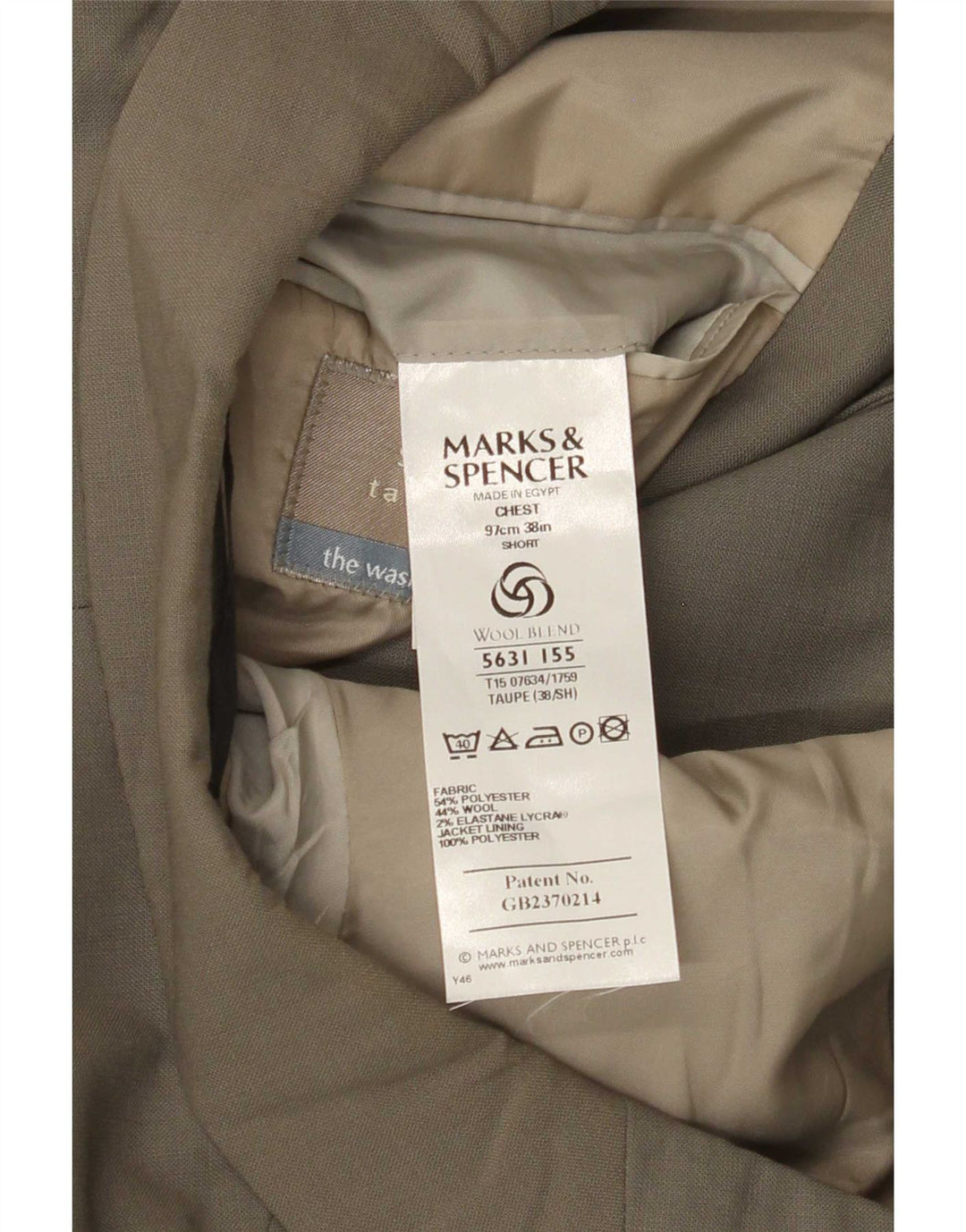 Marks & Spencer Jachetă pentru bărbați, scurtă, cu 3 nasturi, Marea Britanie 38 Medium Khaki