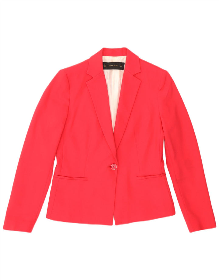 Blazer pentru femei Zara cu 1 nasture UK 14 Poliester roz mediu