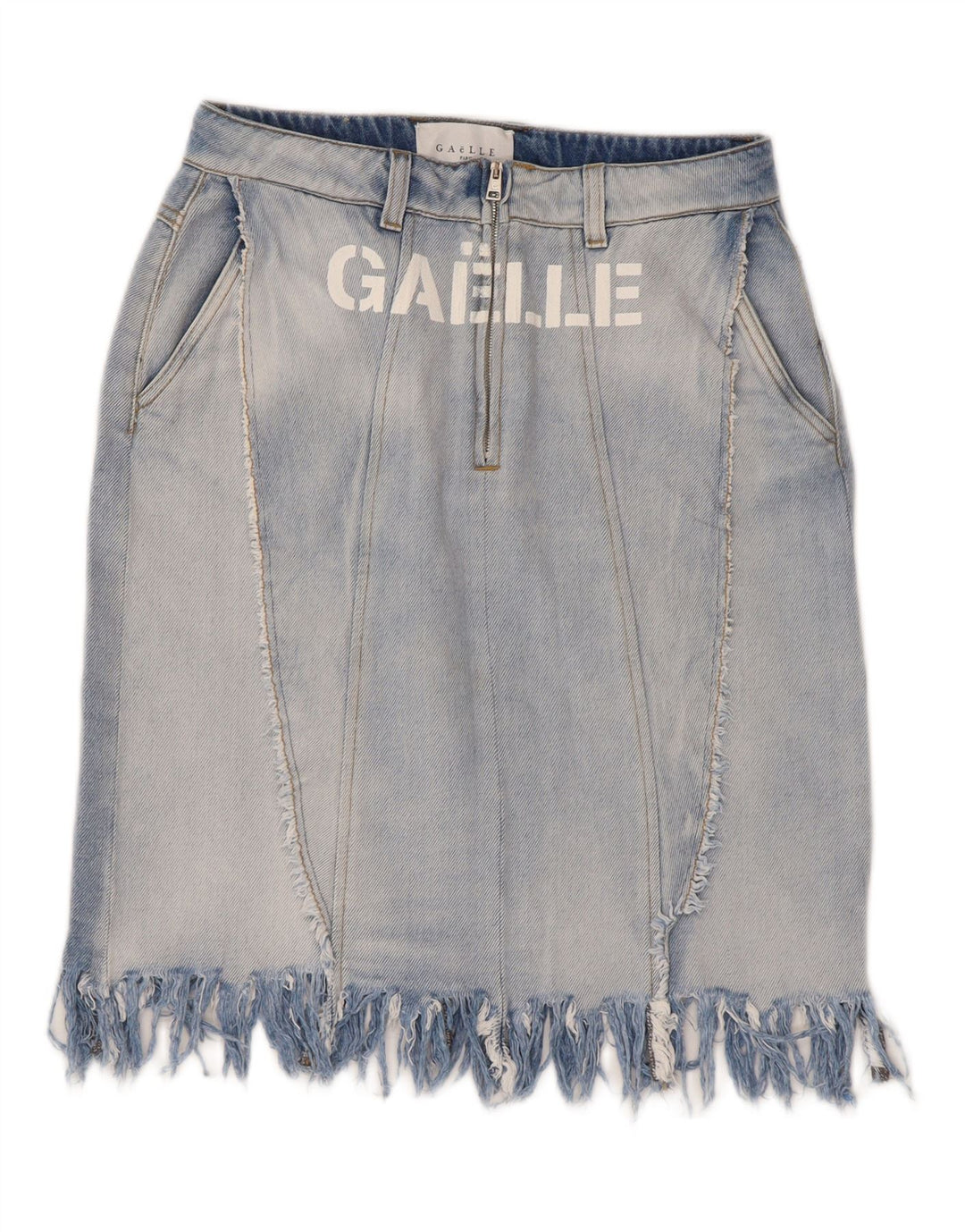 Fusta de denim cu grafica Gaelle pentru femei W27, bumbac albastru mic