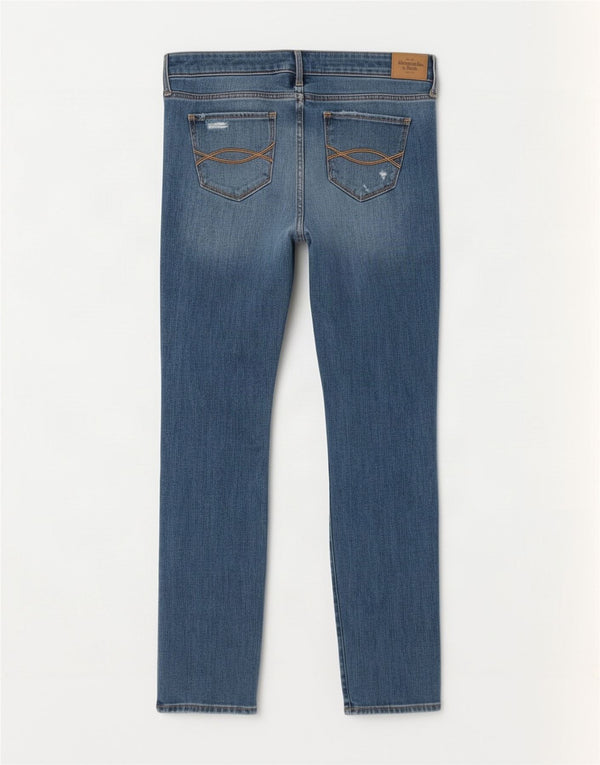 Abercrombie & Fitch blugi slim pentru femei învechiți US 6 Medium W28 L28 Albastru