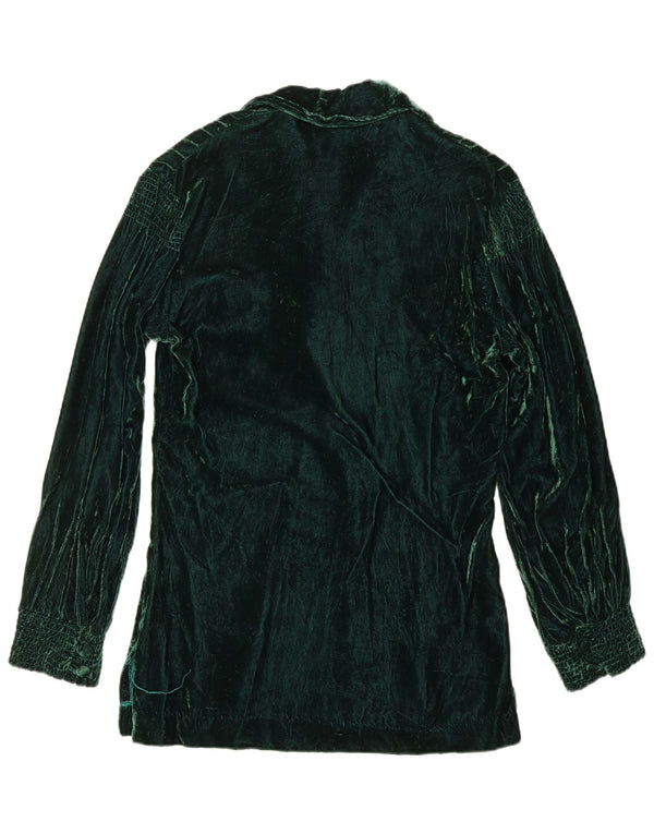 Cămașă pulover din catifea pentru femei VINTAGE US 8 Medium Green