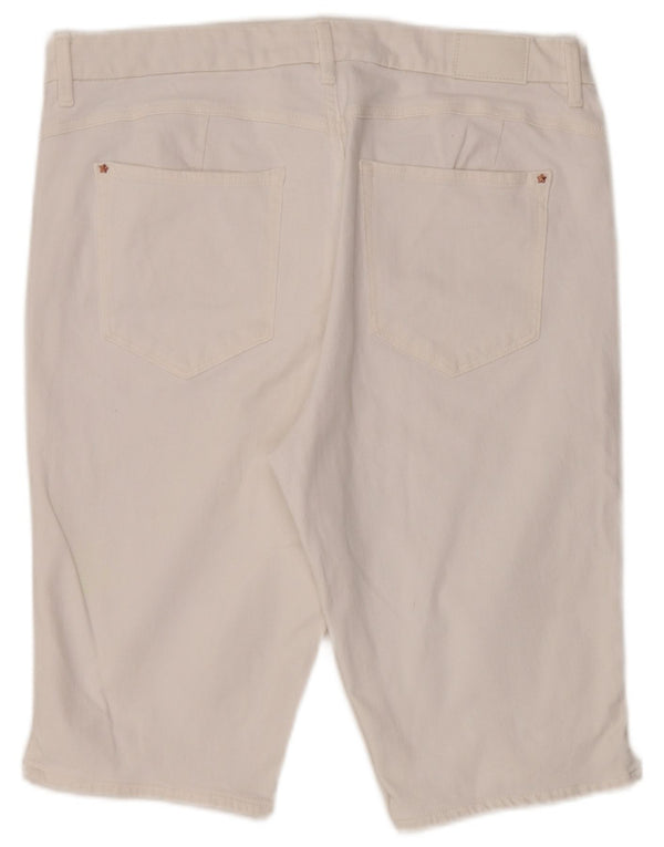 Pantaloni scurți din denim cu talie înaltă pentru femei Marks & Spencer UK 18 XL W36 Bumbac alb