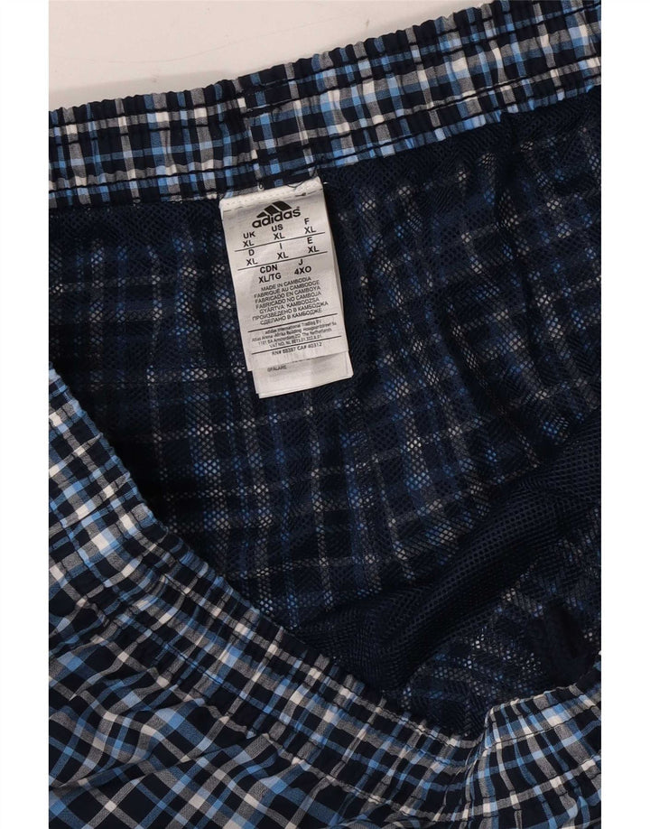 Pantaloni scurți de înot Adidas pentru bărbați XL, poliester, cu check-uri albastre