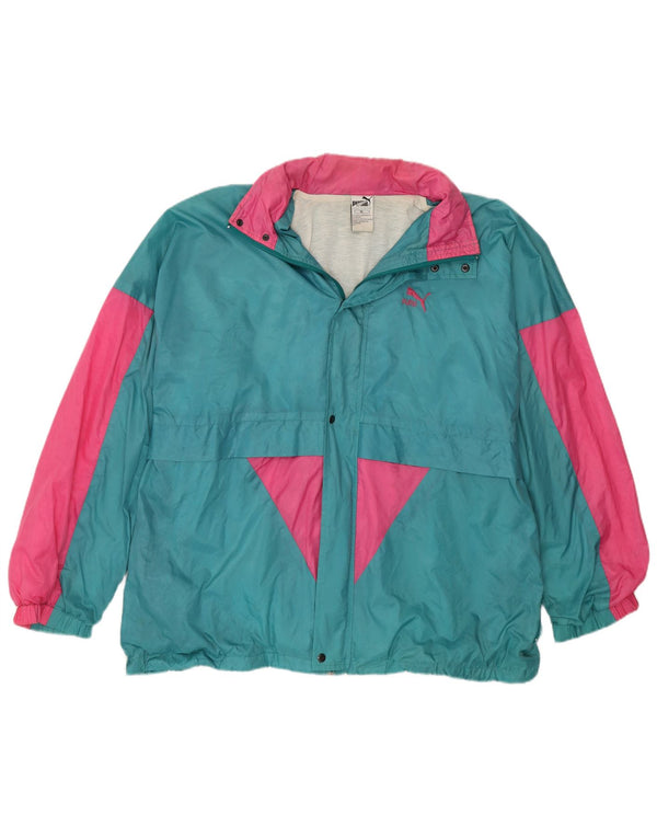 Jachetă de ploaie cu glugă PUMA pentru bărbați UK 42 XL, albastru, nailon color bloc