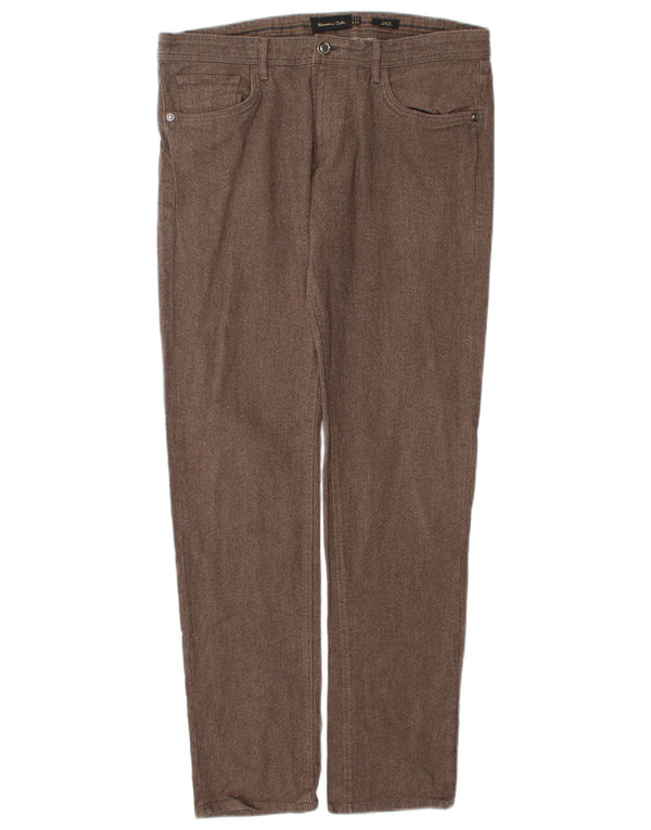 Massimo Dutti Pantaloni casual subțiri pentru bărbați EU 42 Large W32 L32 Maro Bumbac