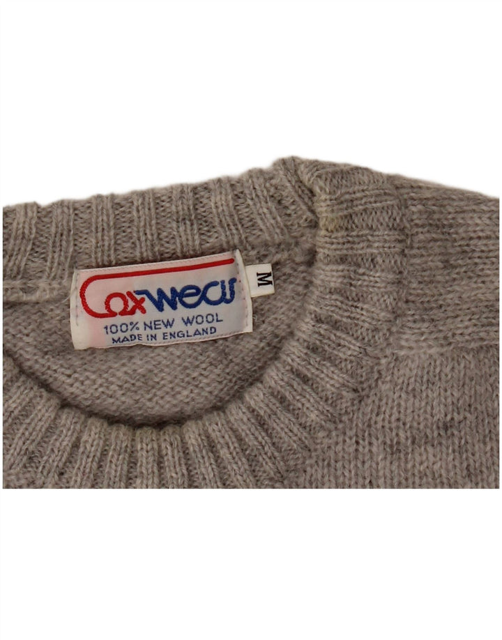 Pulover vintage pentru bărbați cu gâtul turnat din lână, gri mediu