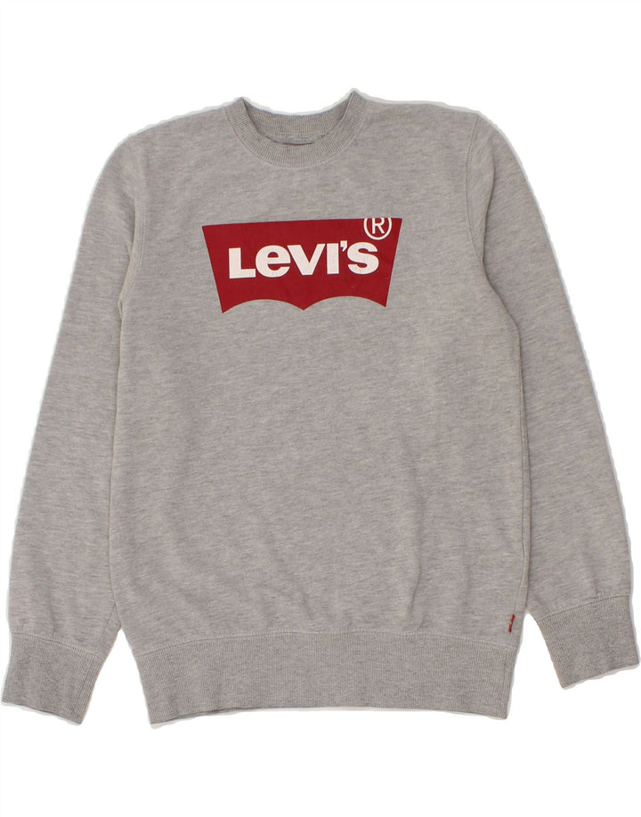 LEVI'S Boys Graphic Sweatshirt Jumper 15-16 Years Grey Flecked Cotton Vintage Levi's and Second-Hand Levi's from Messina Hembry 
