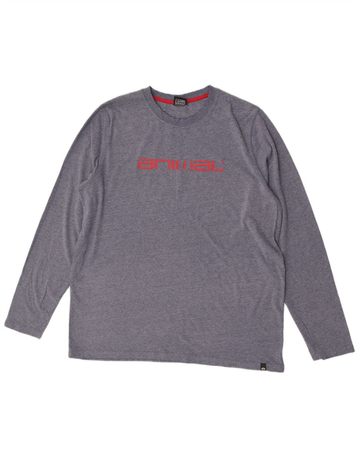 Top grafic pentru bărbați Animal cu mânecă lungă, XL, bumbac, albastru