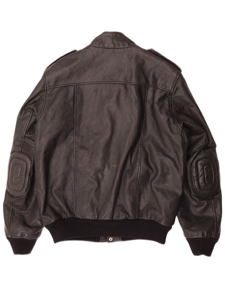 Jachetă militară din piele pentru bărbați VINTAGE IT 54 2XL din piele neagră