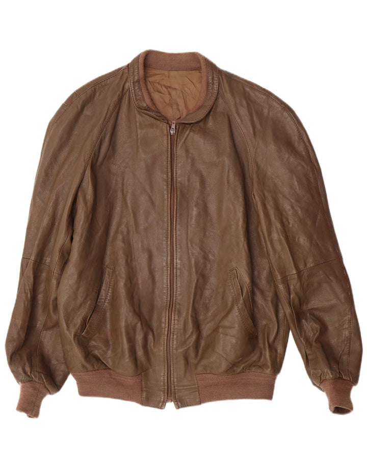 Jachetă de piele pentru bărbați VINTAGE IT 54 2XL maro