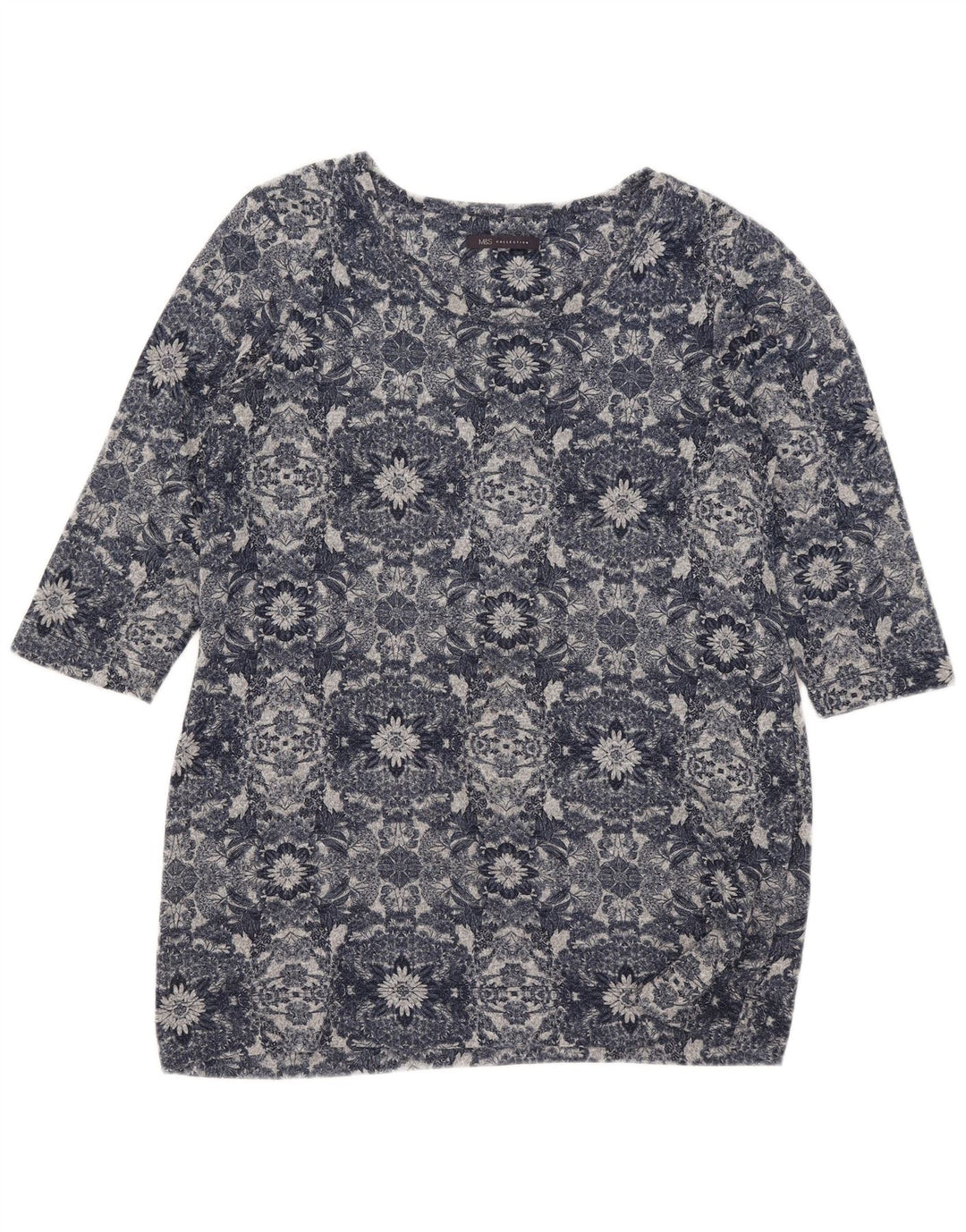 Marks & Spencer Top pentru femei cu mâneci 3/4 UK 16, mare, albastru, poliester floral