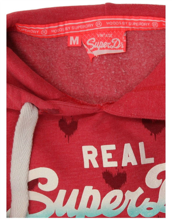 SUPERDRY Pulover cu glugă cu grafic pentru femei UK 14 Medium Red Heart