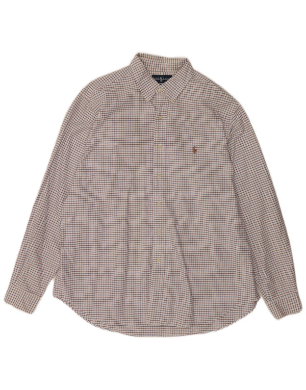 Cămașă pentru bărbați Ralph Lauren, cu tăiere clasică, mărimea 17 1/2 XL, bumbac alb cu carouri