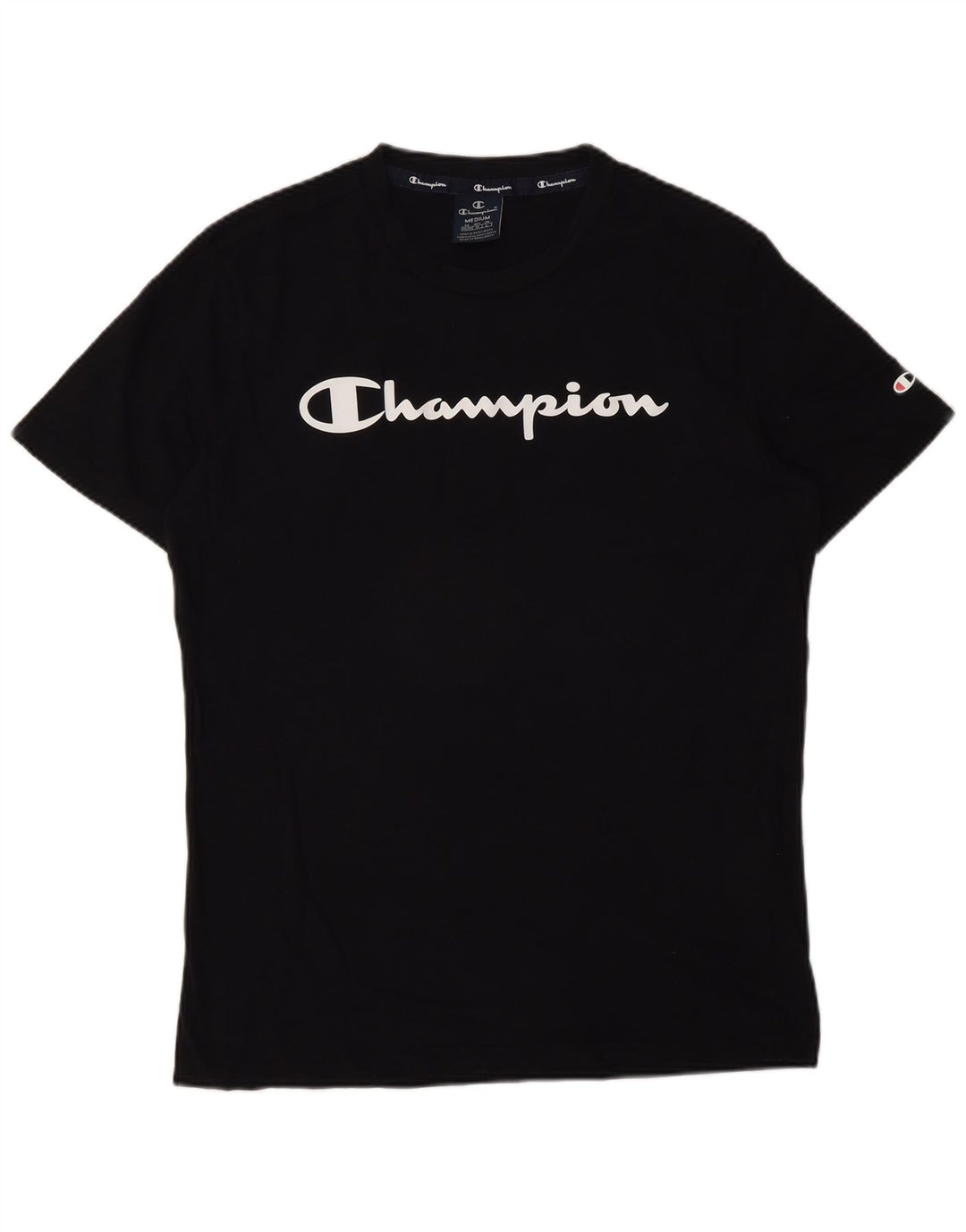 Tricou grafic Champion pentru bărbați Top mediu din bumbac negru