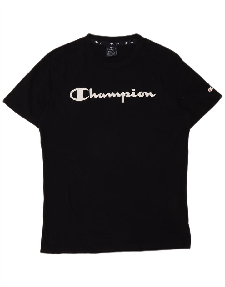 Tricou grafic Champion pentru bărbați Top mediu din bumbac negru