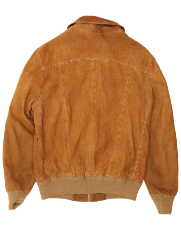 Bomber Vintage pentru bărbați din piele intoarsa IT 48 Maro Mediu