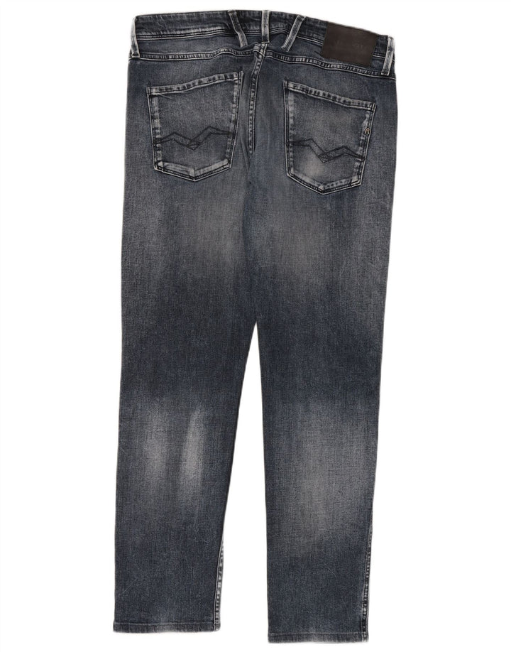 Replay Blugi Anbass Slim Distressed pentru bărbați W34 L30 Albastru