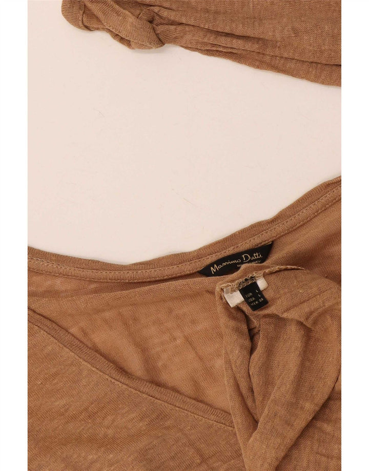Top pentru femei Massimo Dutti cu mânecă lungă UK 14 mare maro pete