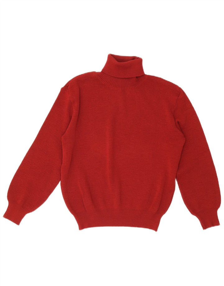 VINTAGE Womens Roll Neck Jumper Sweater UK 14 Medium Red