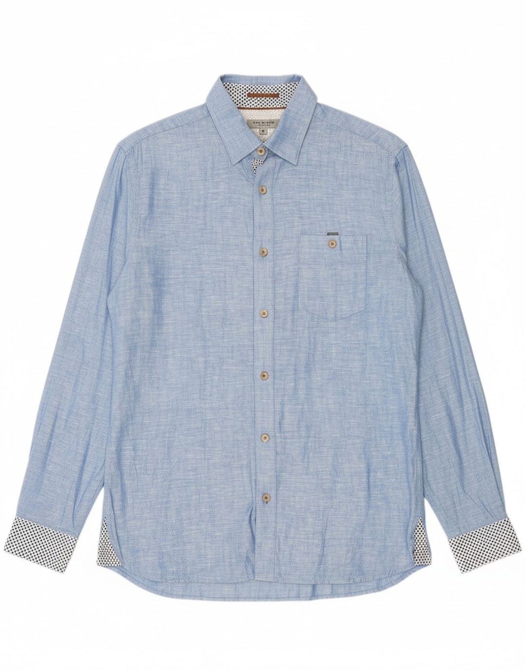 TED BAKER Mens London Shirt Size 3 Medium Blue Flecked Linen