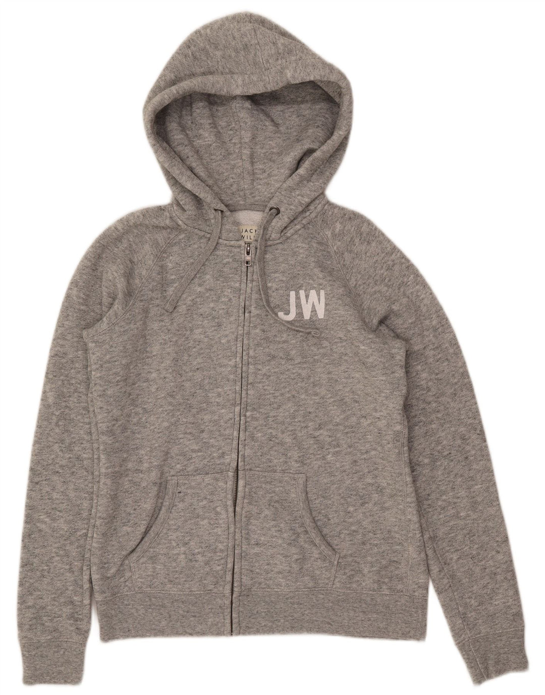 JACK WILLS Pulover cu capota cu fermoar pentru femei UK 14 mare, gri, poliester cu pete
