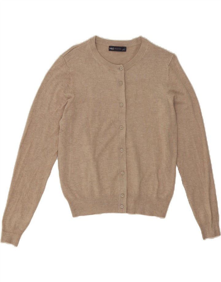 MARKS & SPENCER Womens Cardigan Sweater UK 14 Medium Beige Viscose Vintage Marks & Spencer and Second-Hand Marks & Spencer from Messina Hembry 