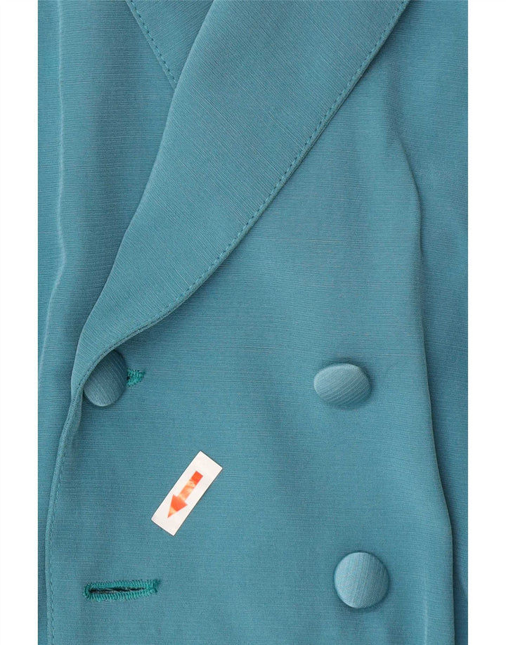 Jachetă vintage pentru femei crop cu două piept EU 34 XS poliester albastru