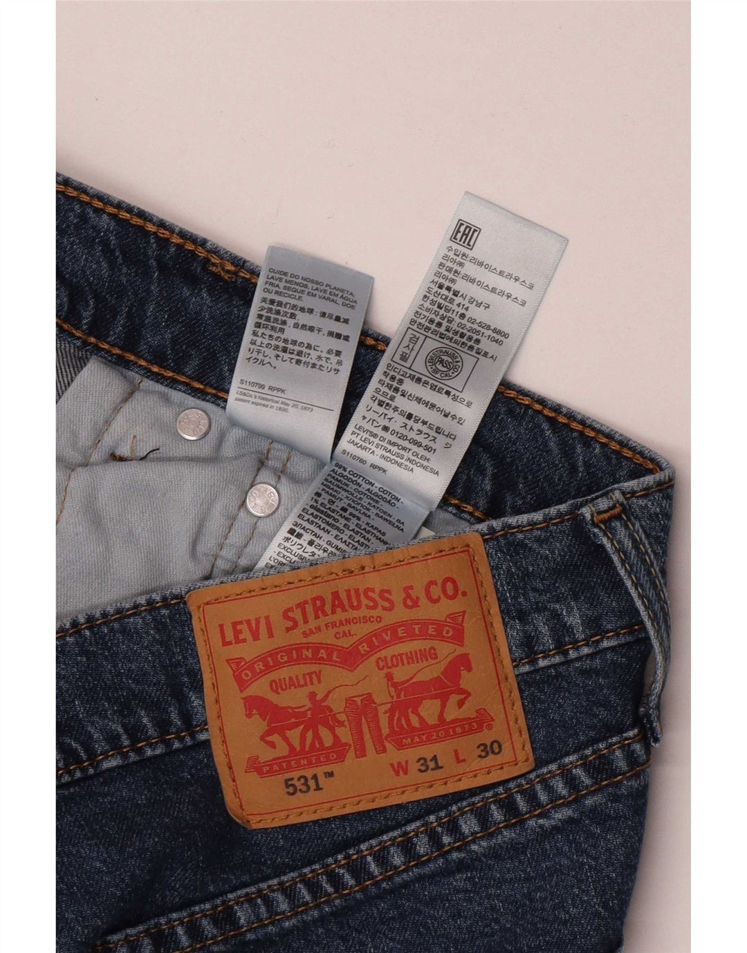 Blugi Levi's 531 Slim pentru bărbați W31 L30 Bumbac albastru