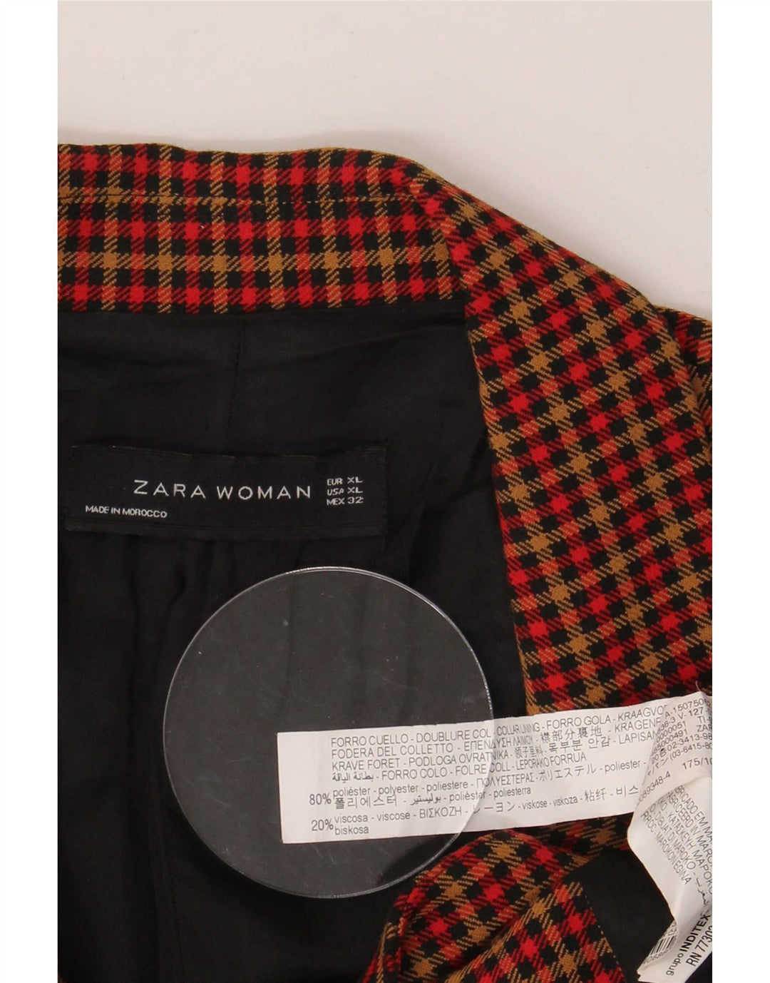 Blazer pentru femei Zara, cu 2 nasturi, UK 18 XL, poliester cu carouri multicolore