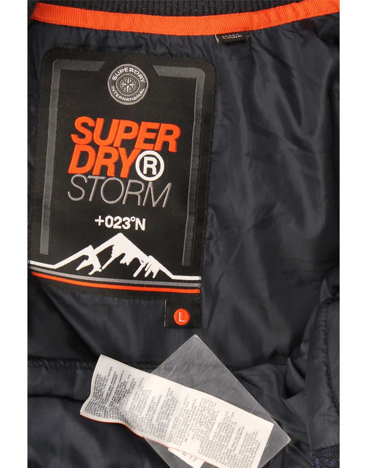 Jachetă căptușită cu glugă Superdry pentru bărbați UK 40, mare, albastru marin, poliester cu pături