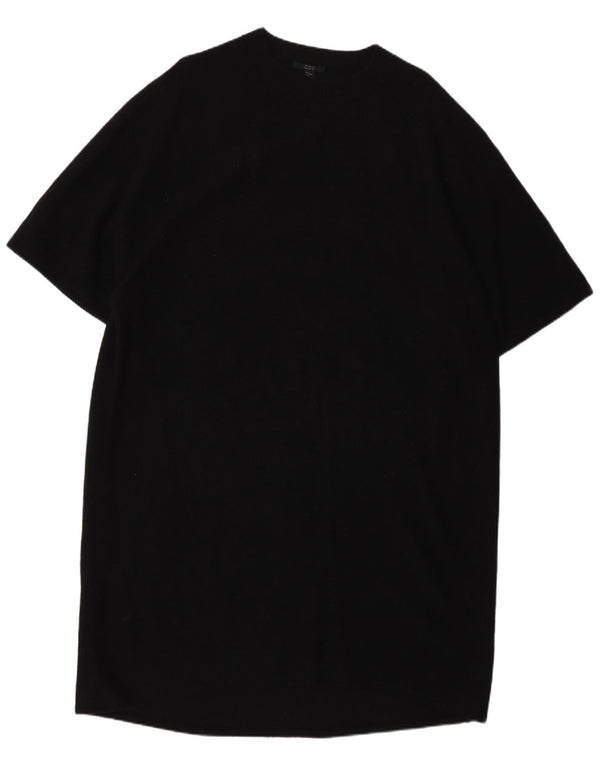 Cos Rochie Jumper cu mâneci scurte supradimensionate pentru femei UK 10 Lână neagră mică