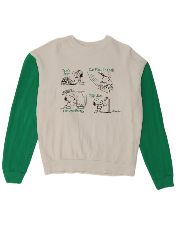 Pulover pentru bărbați Benetton Peanuts Graphic Pulover Medium White Colorblock
