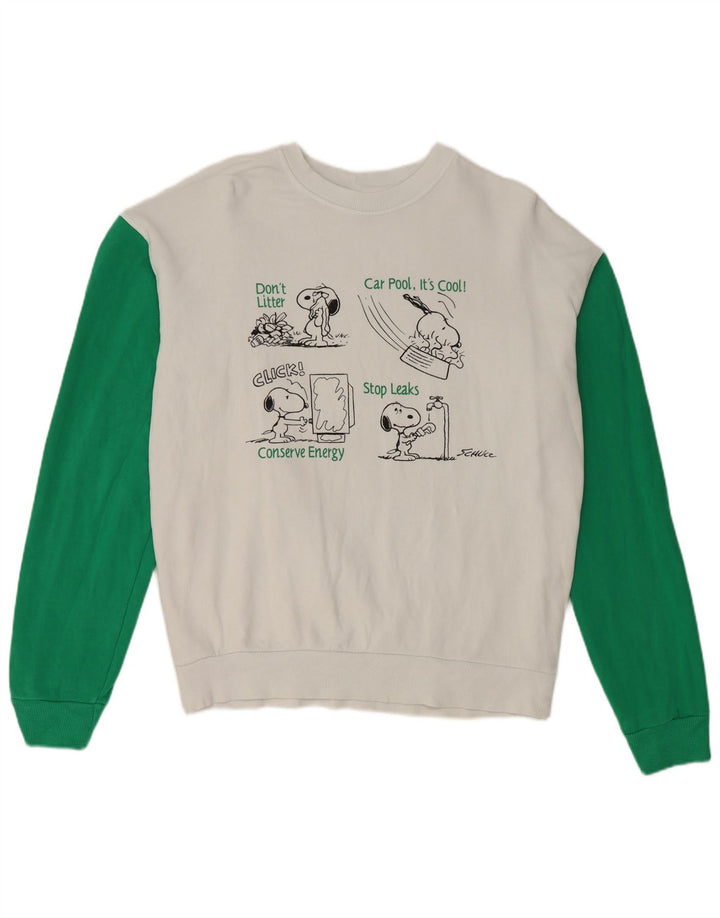 Pulover pentru bărbați Benetton Peanuts Graphic Pulover Medium White Colorblock