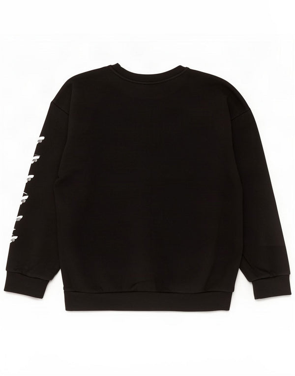 Adidas Pulover supradimensionat cu grafic pentru femei UK 10 Small Black Bumbac