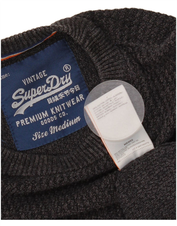 Pulover Superdry pentru bărbați, cu gât crew, bumbac, gri mediu