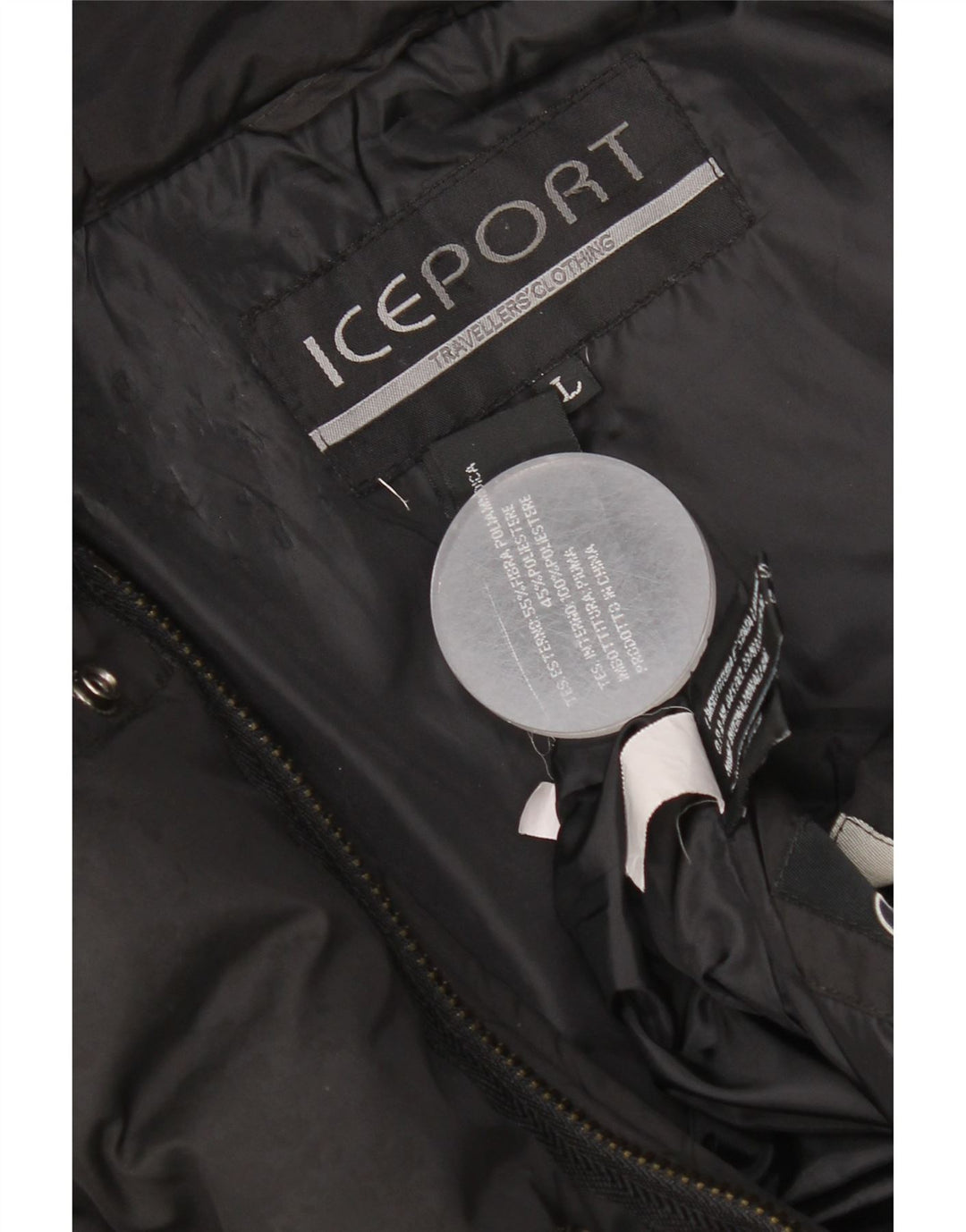 Jachetă căptușită cu glugă pentru femei Iceport UK 40 Poliamidă neagră mare