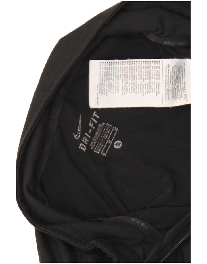 Top de trening pentru bărbați Dri Fit, cu fermoar și gât, din poliester negru mediu