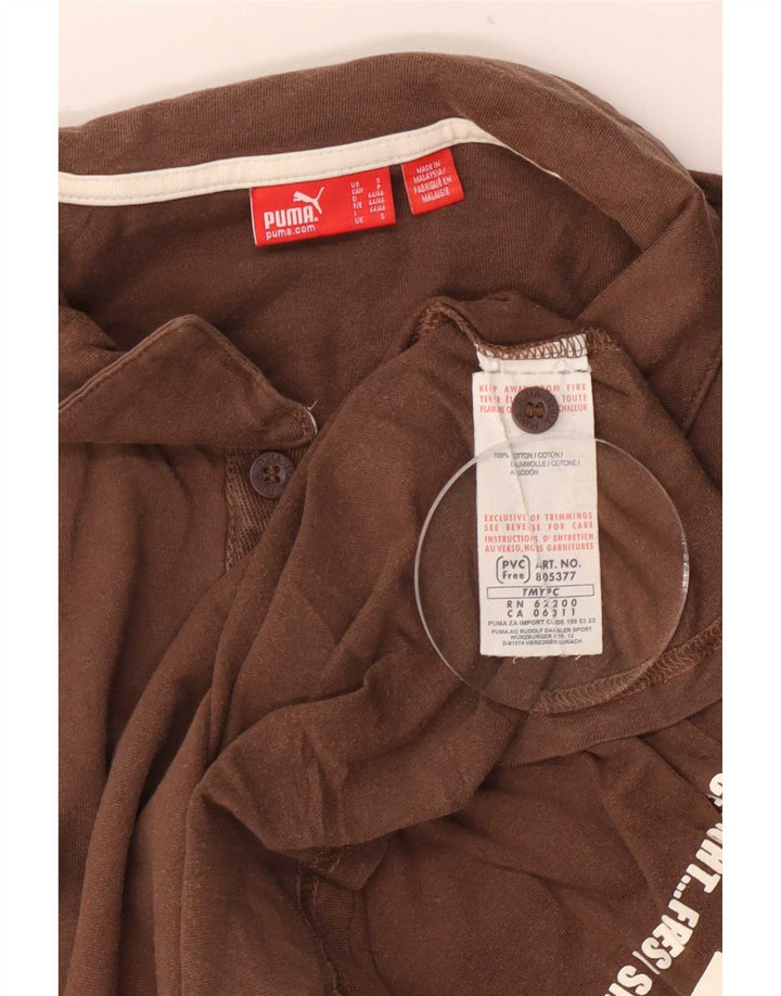Tricou polo cu grafică Puma pentru bărbați, bumbac maro mic