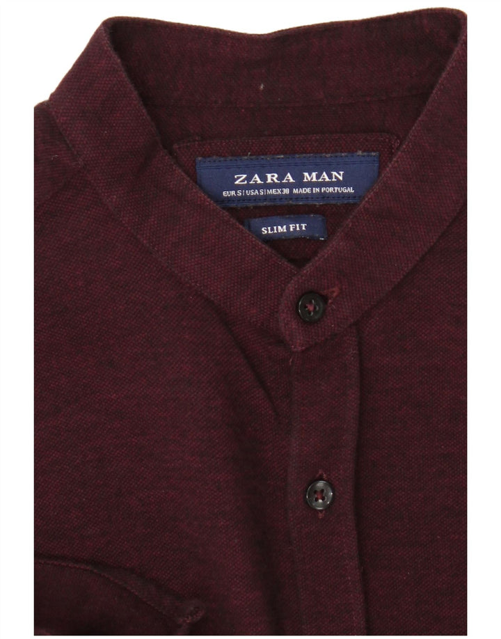 Cămașă pentru bărbați Zara Slim Fit Maroon mic