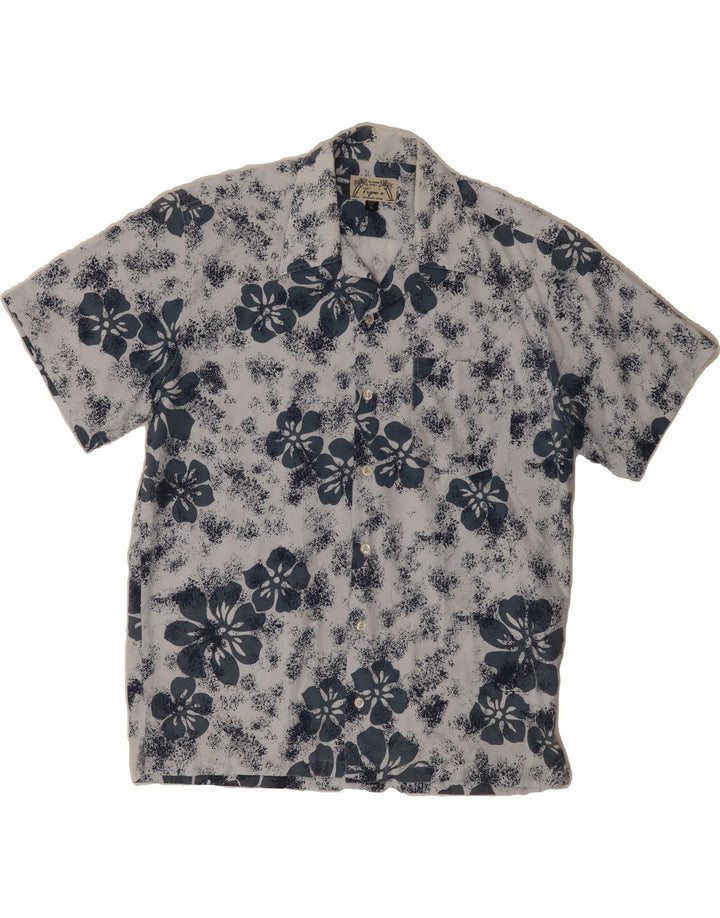 TIPO' S Mens Short Sleeve Shirt XL Blue Floral Polyester Vintage Tipo' S and Second-Hand Tipo' S from Messina Hembry 