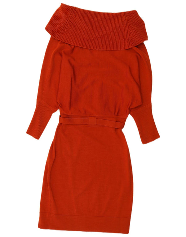 Karen Millen Rochie cu pulover cu mânecă lungă și cu gât rulat pentru femei UK 2 2XS Lână roșie