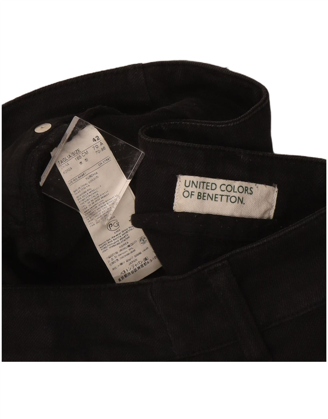 Pantaloni casual Benetton pentru femei cu talie joasă IT 42 Medium L30 L34 Bumbac negru