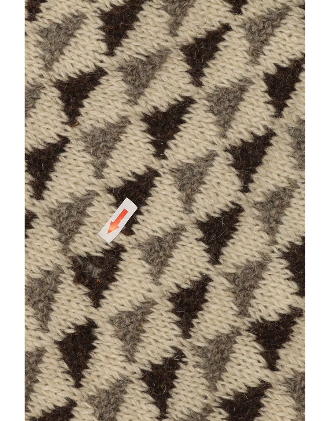 Pulover vintage pentru bărbați cu gât roșu, mijlociu, alb, geometric