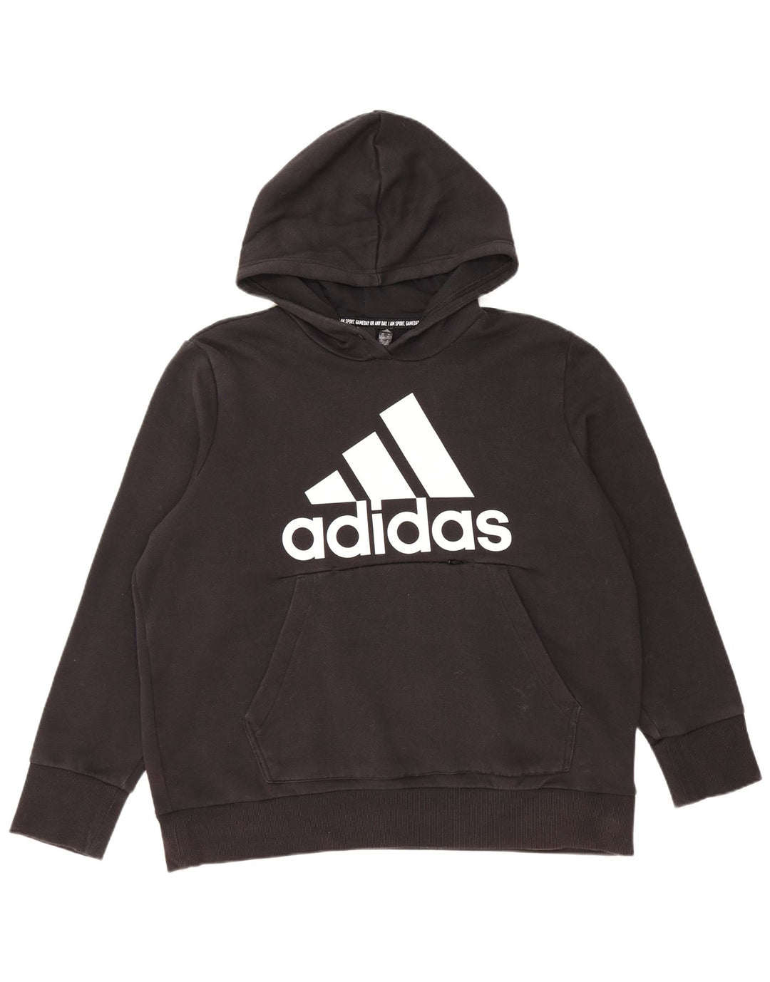 ADIDAS Pulover cu glugă cu grafic pentru femei UK 24/26 2XL bumbac negru