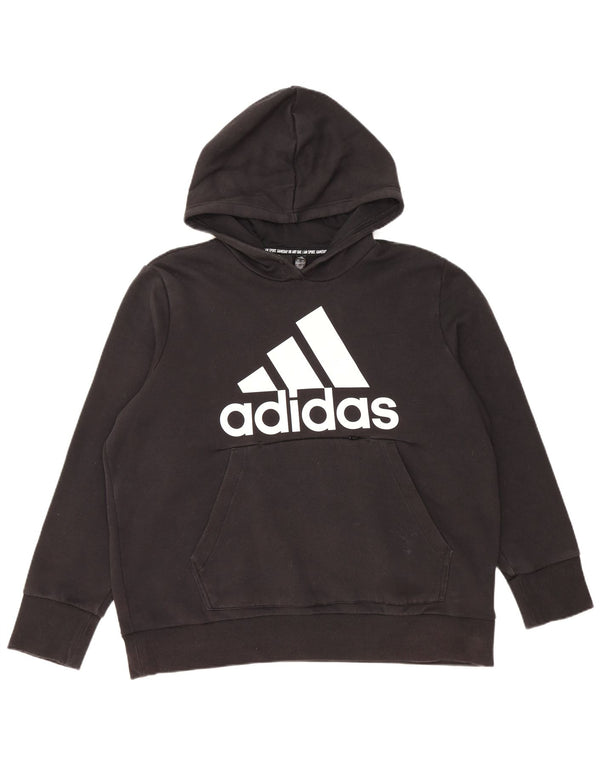 ADIDAS Pulover cu glugă cu grafic pentru femei UK 24/26 2XL bumbac negru