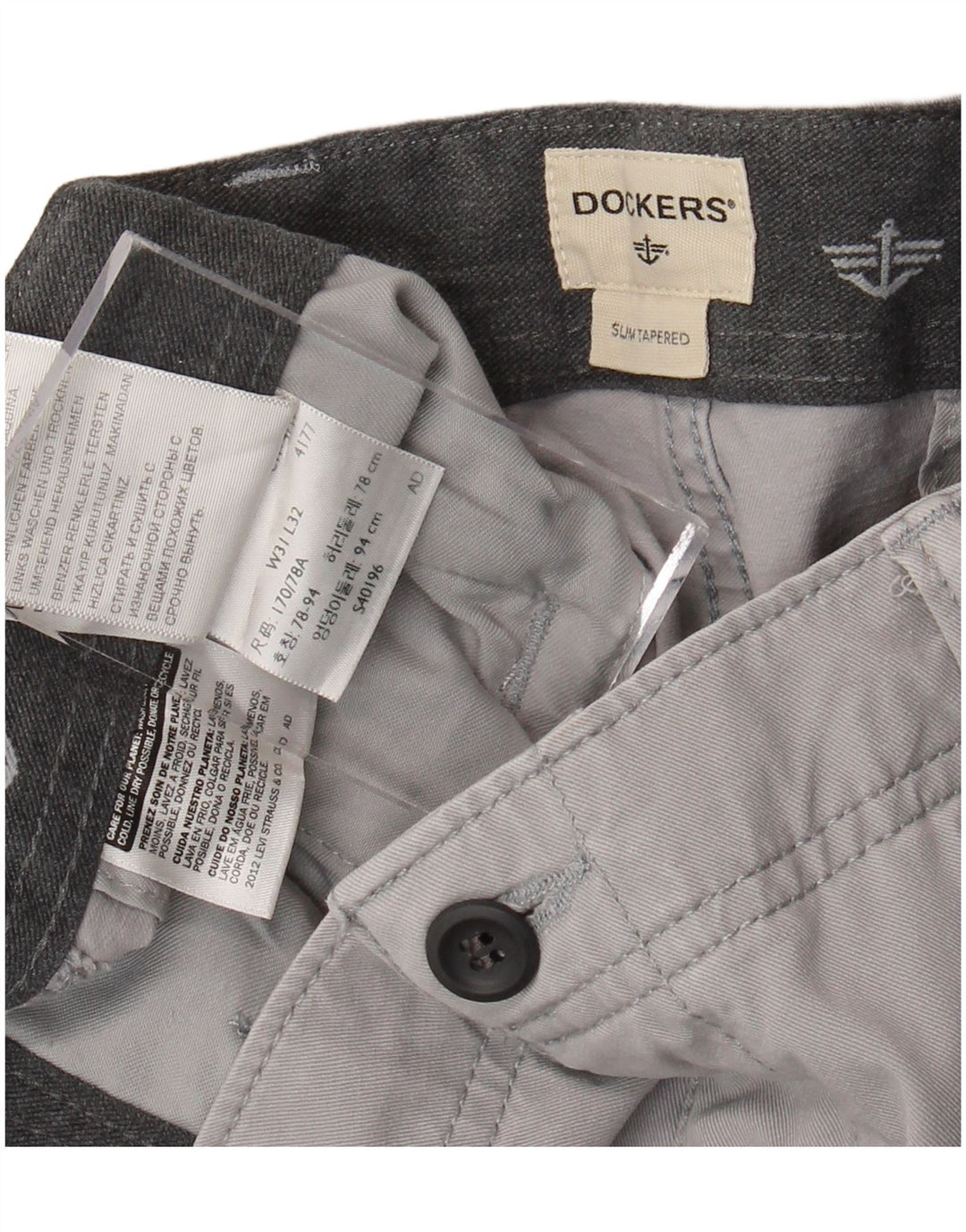 Pantaloni chino conici pentru bărbați Dockers, L31 L32, bumbac gri