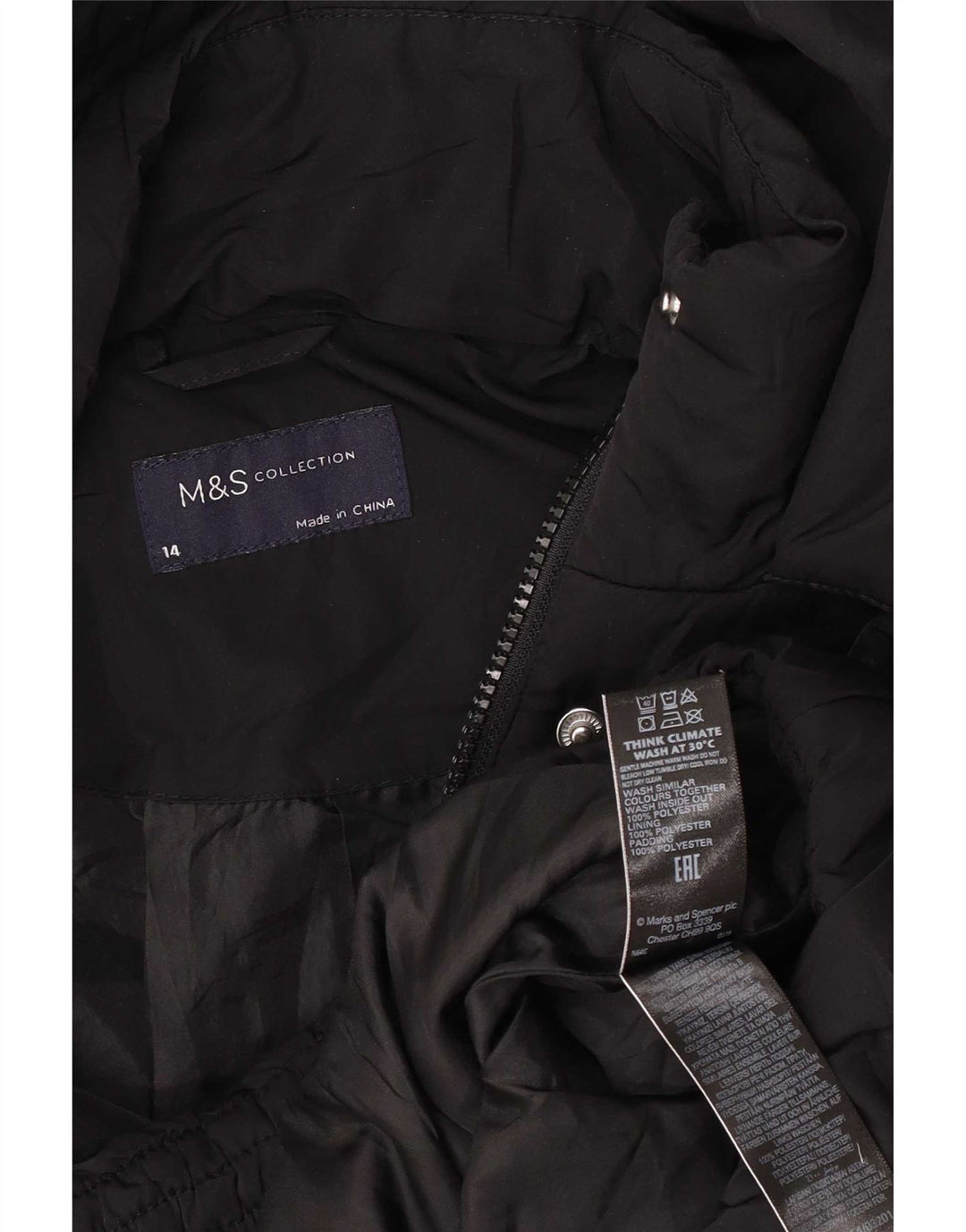 Jachetă căptușită supradimensionată pentru femei Marks & Spencer UK 14 Large Black