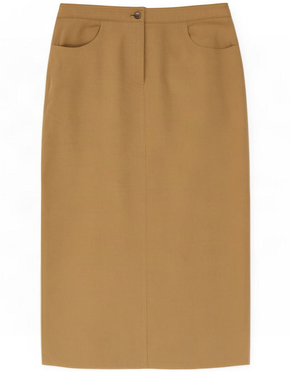 Fusta midi vintage pentru femei UK 14 Large W32 Beige Poliester