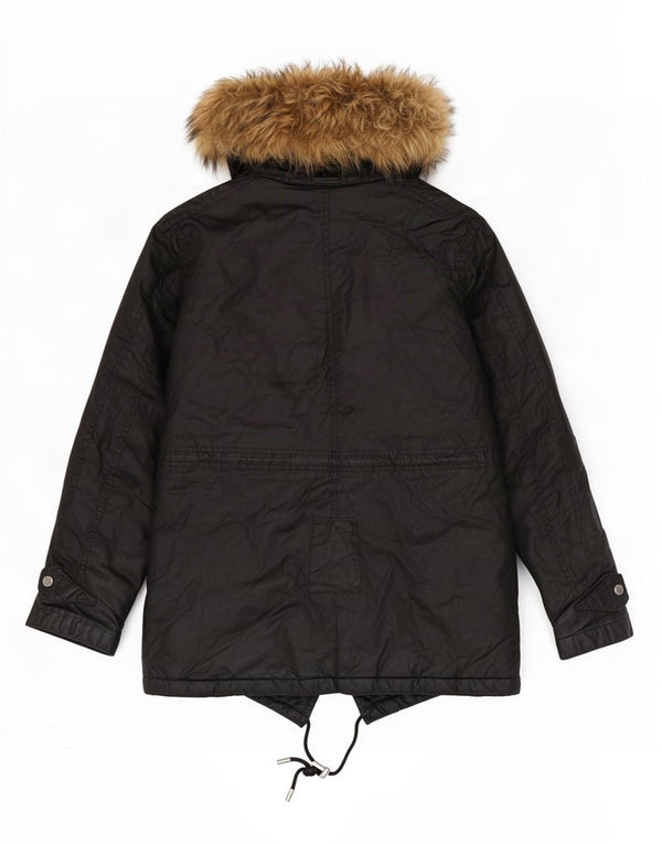 Whistles Womens Hooded Sherpa Parka Jacket UK 12 Medium Black